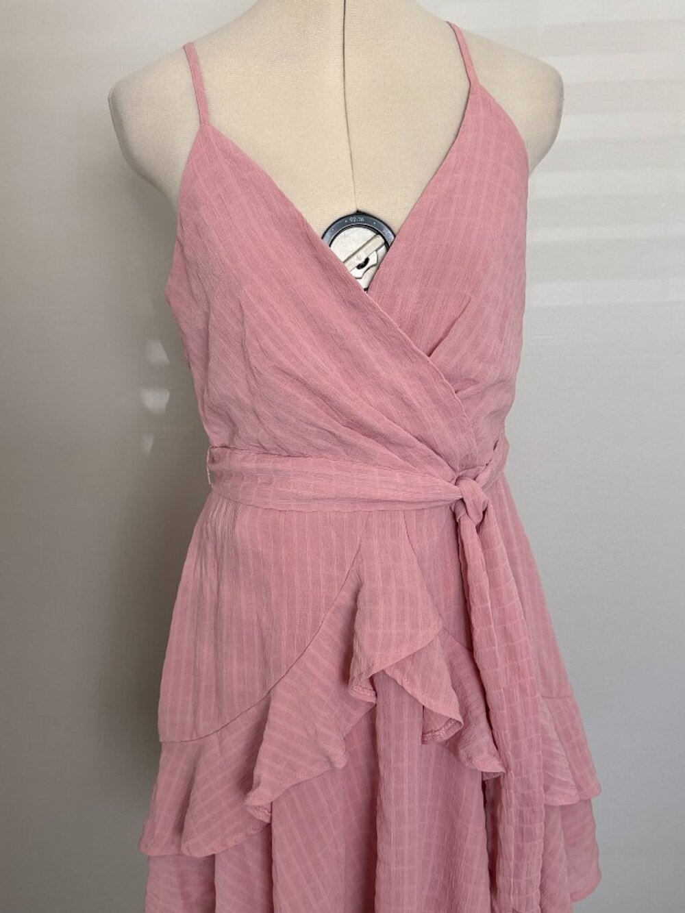 Altar`d State pink ruffled mini dress with straps,size M